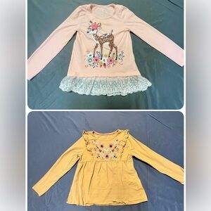 Girls Long Sleeve Tunic Top Bundle Size 6 Deer & Floral